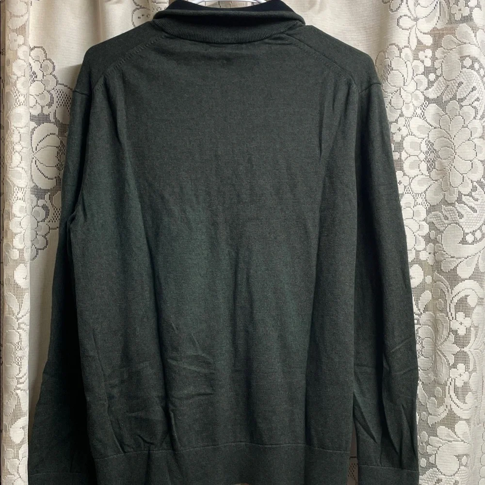 Banana Republic Men's Dark Green Zip-Up Sweater Large Pima Cotton/Cashmere Blend